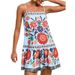 Women's Bohemian Style Printed Flowy Dress Casual Loose Fit European American Fashion Suspender Dress For Vacation Wear_ecoleips.com