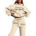 Women's Fashionable Casual Street Dance Wear Autumn/Winter Hooded Sweatshirt And Sweatpants Set Warm Perfect Letter Print Streetwear_ecoleips.com