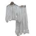 25 Summer European Women's Drawstring Neck Hollow Embroidery Top Loose Slimming Elegant Vacation Style Skirt Set_ecoleips.com