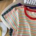 Women's Clothing Women's Round Neck Striped Color Block T-Shirt Short-Sleeved High-End Summer Design For Formal & Casual For Women_ecoleips.com