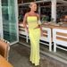 Summer Women's Ruffle Sleeveless Top & Maxi Skirt Set – Stretchy Polyester Blend, Breathable Mesh Panels (Slim Fit, Streetwear To Resort Wear)_ecoleips.com