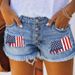 2025 European And American Trendy Buttoned Printed Patchwork Denim Shorts For Women, Cross-Border Foreign Trade, Ripped_ecoleips.com