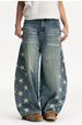 Women's High Waist Wide Leg Jeans Trendy Star Print Side Cutout Casual Cotton Hip Hop Style Loose Fitting Spring/Autumn_ecoleips.com
