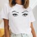 Euroean And American Cross-border Foreign Trade Clothing, Sexy Eyelash Rint Round-neck Short-sleeve Women's T-shirt_ecoleips.com