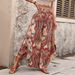 Women's Clothing Chiffon Print High Waist Large Size Skirt Pants_ecoleips.com