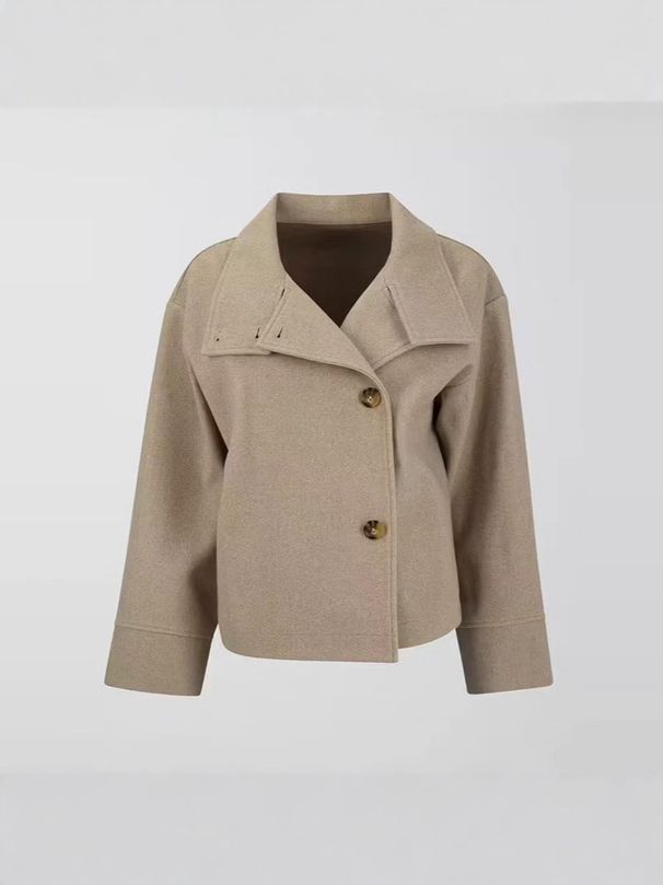 Women's Elegant Stand Collar Button Long Sleeve Woolen Coat Autumn/Winter New Clothing_ecoleips.com