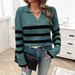 DiYun European And American Vacation Casual Style Striped Long-Sleeve Women's Sweater 2025 Spring/Summer_ecoleips.com