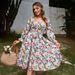 2026 New European And American Foreign Trade Bestseller Square Neck Flared Sleeve High Waist Loose Long Dress_ecoleips.com