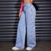 Women's High Waist Wide Leg Jeans - Vintage Washed Butterfly Embroidered Straight Denim Pants_ecoleips.com