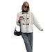 Elegant Cashmere Cardigan With Metal Lock Design – Women's Autumn & Winter Fashion Coat (S-XL, White/Brown)_ecoleips.com