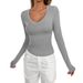 DiYun European And American Casual Versatile Solid Color Long-Sleeve Vest T-Shirt Women's Clothing 2025_ecoleips.com