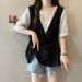 Women's Clothing Two Piece Short Sleeved Shirt New Summer Style Fat Mm Slimming Drawstring Waist Cover Belly Casual Age Reducing Tops_ecoleips.com