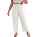 New Arrival 2026 Women's plus Size High Waist Wide Leg Casual Pants Drawstring Solid Color European American Style Long Fashion_ecoleips.com