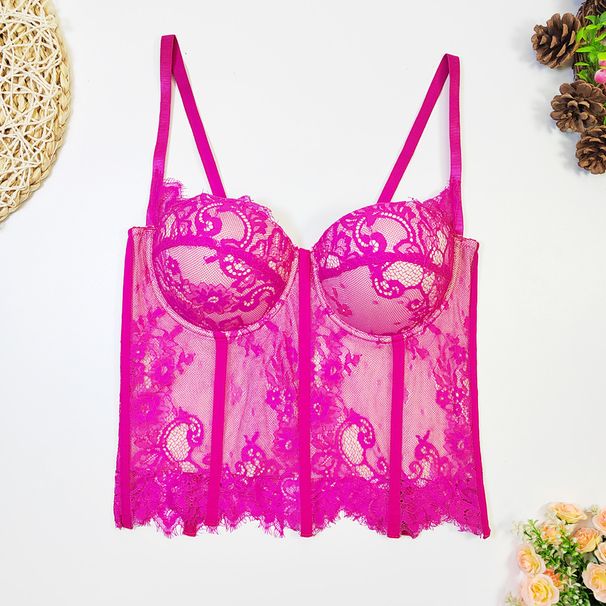 Women’s Clothing black lace sexy hollow camisole slim fit vest with padded top for women_ecoleips.com