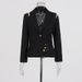 Commuter-style Blazer 2026 Spring New Fashion V-neck With Unique Pin Design Slim-fit Small Suit Jacket_ecoleips.com