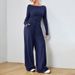 Women's Wide Leg Pants Two Piece Set Concealing Irregularities Loose Fitting Stylish Soft_ecoleips.com
