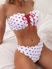 Women's Strapless High-Waisted Bikini European American Style Two Piece Swimsuit Sexy Tie-Up Clothing_ecoleips.com