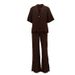 K New Commuter Set Women's Flip Collar Five Sleeve Cardigan Top Loose Wide Leg Pants Two Piece Set_ecoleips.com