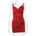Women's Clothing Summer Women's Sexy V Neck Suspender Skirt Hot Selling Cross Border Women's Pleated Hip Dress With Backless_ecoleips.com