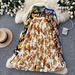 Women's Retro Print Pleated Skirt High Waist A-Line Midi Skirt Elastic Waist Fashion Long Skirt for Commuting Summer_ecoleips.com