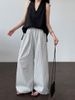 Korean Style Vertical Striped Wide Leg Pants For Women - High Waist Loose Fit Long Trousers, Summer Cotton Lazy Casual Pants_ecoleips.com