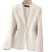 "Beige Casual Blazer For Women – Spring/Fall Cropped Jacket With Waist Cinching, Korean-Inspired Slim Fit Office & Daily Wear"_ecoleips.com