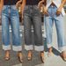 New Elastic Straight Jeans Women's Quality Retro Curling High Waist Trousers_ecoleips.com