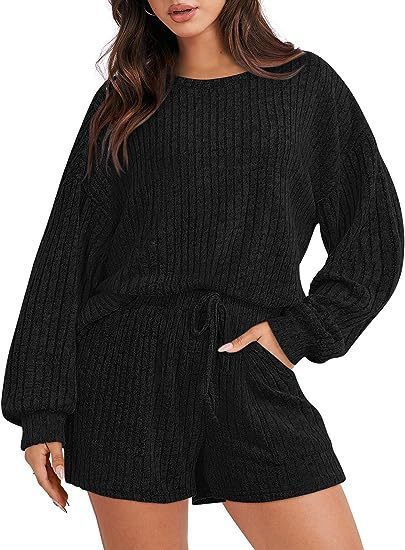 Women's Autumn/Winter Long-Sleeved Shorts And Loose-Fitting Casual Home Wear Set_ecoleips.com