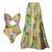 European American Style Floral Print One Piece Swimsuit with Starfish Decor Cutout Design And Umbrella Skirt Set for Women_ecoleips.com