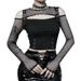 Summer CF23422 Women's Dark Style Fashion Hot Sexy Slim Fit Punk off Shoulder Long Sleeve Top for Girls_ecoleips.com
