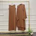 Verve Abaya Muslim Women's Clothing Dubai Turkey Batwing Sleeve Robe Inner Dress Two-Piece Set_ecoleips.com