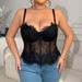 Lace Corset Bustier Top – Sheer Mesh & Boning Support (Sexy Lingerie-Inspired, Strappy Bralette For Clubbing Or Layering)_ecoleips.com