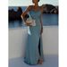 Elegant Solid Color Spliced Tie-Waist Long Maxi Dress With Adjustable Straps - Flattering A-Line Silhouette For Women_ecoleips.com