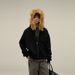 Women's Clothing Fur Collar Couple Hooded Zipper Cardigan Sweater Oversize Design Trendy Niche Jacket_ecoleips.com