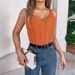 Real Shot Of 2026 Spring/summer European And American Solid Color V-neck Hollowed-out Sleeveless Knit Vacation Tank Top._ecoleips.com