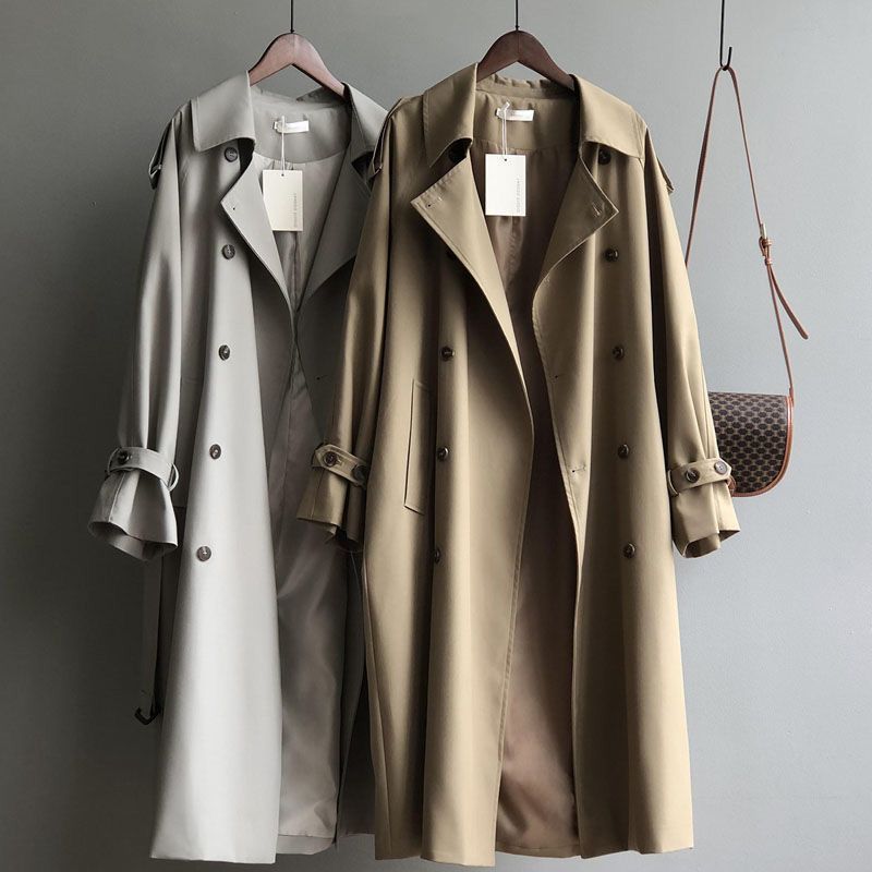 Mid-Length Trench Coat, Feminine Temperament, British Style, Versatile Drape, Waist Slimming, French Casual Coat_ecoleips.com