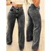 Plus-Size High-Waisted Straight Leg Jeans – Workwear Essential In Washed Black & Blue (S-5XL)_ecoleips.com