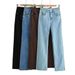 Women's Clothing Blogger High Waist Elastic Bell Bottom Pants Hot Girl Slim Raw Edge Long Jeans_ecoleips.com