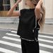 Women's Clothing Women's Sleeveless Sweater Vest Simple Design Contrast Color Bow Tie Top_ecoleips.com