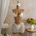 New American Retro Mesh Sequin Flattering Striped Design Bikini Three Piece Women's Clothing Swimwear_ecoleips.com