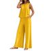 Sleeveless Round Neck Top And Relaxed Pants Two-Piece Set, 100% Cotton Comfort Womens Casual Outfit, Versatile Lounge And Daily Wear_ecoleips.com
