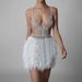 Women's Clothing Sling V Neck Feather Dress Sexy Women's Banquet Evening Dress_ecoleips.com