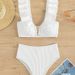 Women's Clothing Swimwear New High Waist Triangle Swimsuit Solid Color Ruffled V Neck Beach Bikini Women's_ecoleips.com