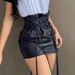 Women's Sexy High Waist Leather Skirt With Straps Style For Autumn Winter Outer Wear Half Length Hip Skirt_ecoleips.com