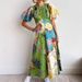 Women's Clothing Graffiti Lantern Sleeve Casual Fashion Round Neck Linen Dress_ecoleips.com