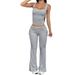 Women's Clothing Spring Autumn Y2K Two Piece Set American Style Solid Color Lace Up Slimming Commuter Casual Pants_ecoleips.com