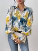 Autumn And Winter New Lapel Bubble Long-sleeved Loose Print Shirt Shirt_ecoleips.com