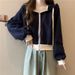 Foreign Trade Real Shot Cotton Hooded Drawstring Sweatshirt For Women, Spring And Autumn Thin Style, Stylish Loose Short_ecoleips.com