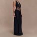 Elegant Long Dress European American Style Backless Ribbon Waist Cinching Deep V Neck Lace Sexy Phoenix Dress for Women_ecoleips.com