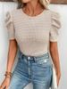 Women's Clothing Spring And Summer New Slim Round Neck Bubble Short Sleeve T Shirt Tops Women_ecoleips.com